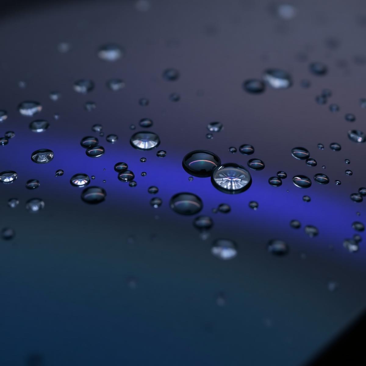 Water beads on paint