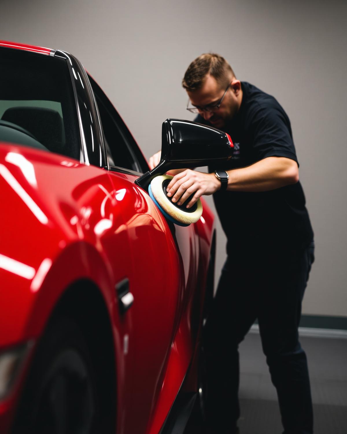 Polishing red car